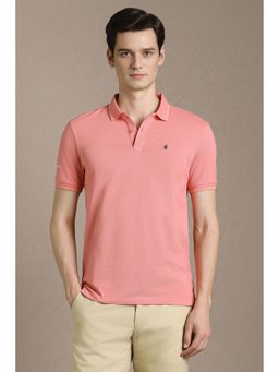 Louis Philippe - Men Pink Solid Polo Neck T-shirt