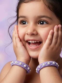 Lil Pitaara - Girls Purple Embellished/Sequined Cotton Bangles