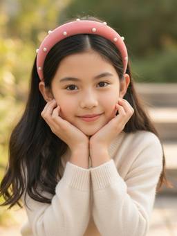 Ribbon Candy - Girls Peach Embellished/Sequined Velvet Hairband
