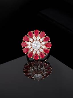 Estele - Rose Gold Plated CZ Fascinating Finger Ring for Women