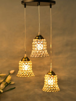 Homesake - Round Golden Chandelier Crystal Bell Light