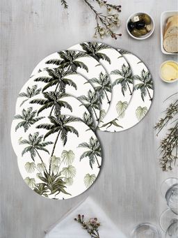 Space of Joy - Vintage Palms Premium Printed Round MDF Wooden Placemats