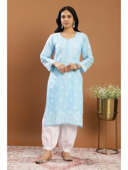 TAHILIYA - Blue Chikankari Cotton Kurta