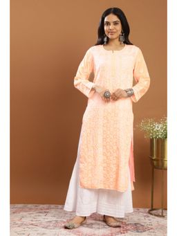 TAHILIYA - Orange Chikankari Mul Cotton Designer Kurta