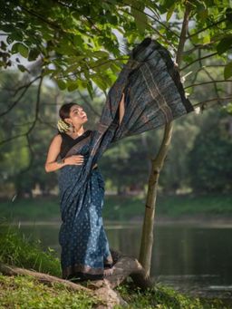 Eternity by Sakshi - Indigo Malang Saree with Unstitched Blouse