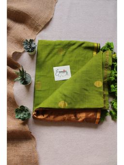 Eternity by Sakshi - Mehendi Green Polka Saree with Unstitched Blouse