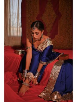 Eternity by Sakshi - Blue Hoor Saree Without Blouse