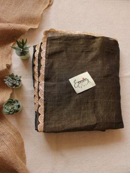 Eternity by Sakshi - Black Thread Of Zari Linen Saree with Unstitched Blouse