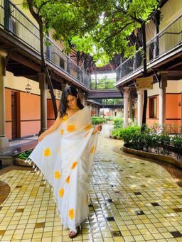 Eternity by Sakshi - Hibiscus Hand Paint Saree Without Blouse