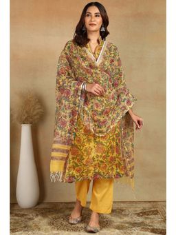 TAHILIYA - Yellow Kota Doria Dupatta