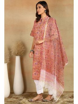 TAHILIYA - Crimson Pink Kota Doria Dupatta