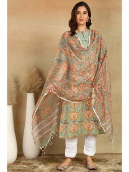 TAHILIYA - Green Kota Doria Dupatta
