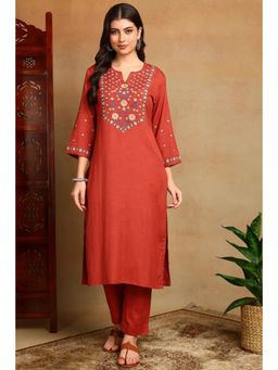 TAHILIYA - Rust Flax Linen Kurta