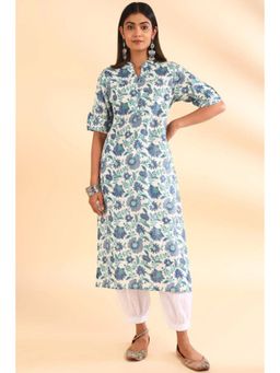 TAHILIYA - White Straight Sanganeri Kurta