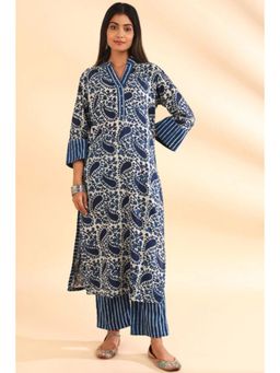 TAHILIYA - Indigo Straight Printed Kurta