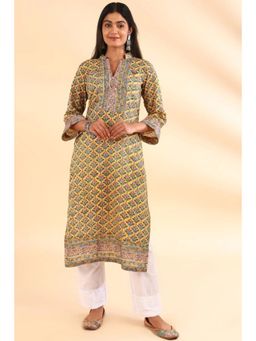 TAHILIYA - Yellow Straight Floral Printed Kurta