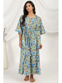 TAHILIYA - Blue Floral Printed Kaftan