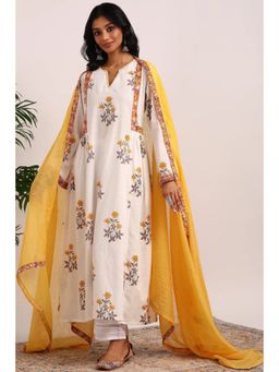 TAHILIYA - Yellow Kota Doria Dupatta
