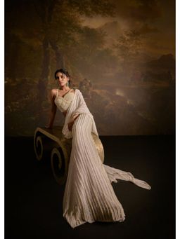 Saanjh by Lea - Mahima White Pearl Embroidered Saree