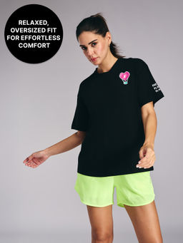 Kica - Cotton Oversized Printed Graphic Tshirt -KIC019 NL BLACK