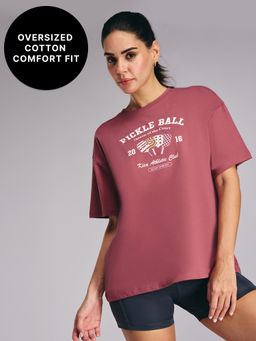 Kica - Cotton Oversized Printed Graphic Tshirt -KIC020 Pink Pickle