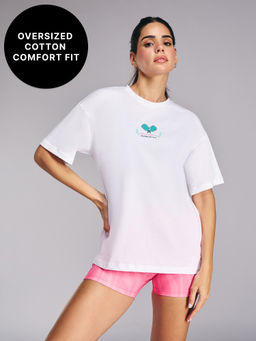 Kica - Cotton Oversized Printed Graphic Tshirt - KIC020 White Pickle