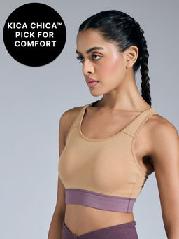Kica - Cotton Slip-On Sports Bra with Removable Pads KIC104 Nude