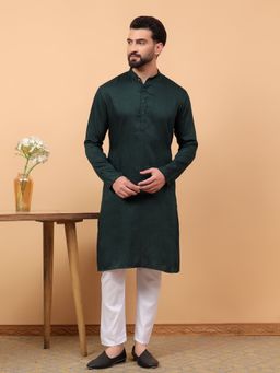 Treemoda - Green Ethnic Wear Embellished Sequin Rayon Kurta Pyjama for Men (Set of 2)