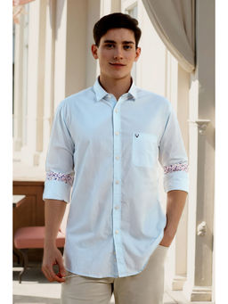 Allen Solly - Men Light Blue Slim Fit Solid Full Sleeves Shirt