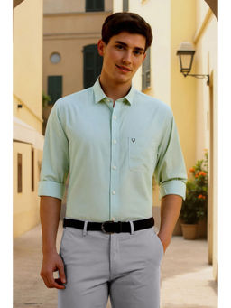 Allen Solly - Men Light Green Slim Fit Solid Full Sleeves Shirt