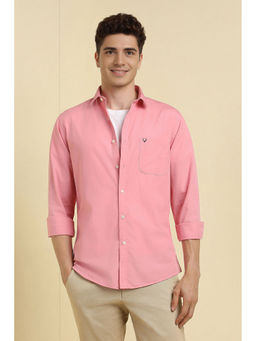 Allen Solly - Men Pink Slim Fit Solid Full Sleeves Shirt