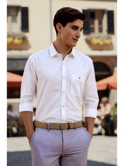 Allen Solly - Men White Slim Fit Print Full Sleeves Shirt