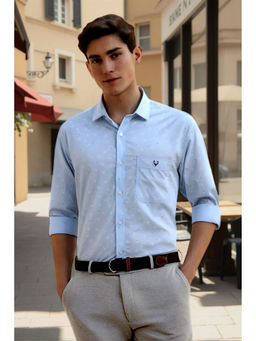 Allen Solly - Men Light Blue Slim Fit Print Full Sleeves Shirt