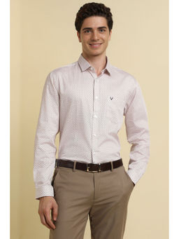 Allen Solly - Men Beige Slim Fit Print Full Sleeves Shirt