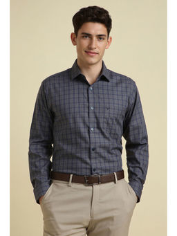 Allen Solly - Men Grey Slim Fit Checks Full Sleeves Shirt