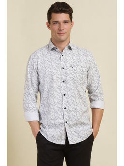 Allen Solly - Men Grey Slim Fit Print Full Sleeves Shirt