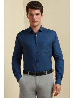 Allen Solly - Men Navy Blue Slim Fit Checks Full Sleeves Shirt