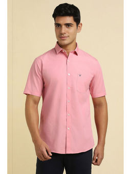 Allen Solly - Men Pink Slim Fit Solid Half Sleeves Shirt