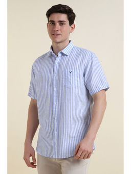 Allen Solly - Men Blue Slim Fit Stripes Half Sleeves Shirt