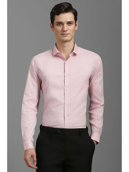 Louis Philippe - Men Pink Slim Fit Self Design Full Sleeves Shirt
