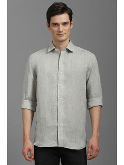 Louis Philippe - Men Grey Regular Fit Textured Full Sleeves Shirt