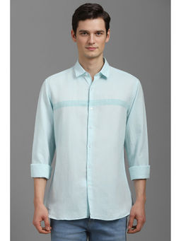 Louis Philippe - Men Sky Blue Slim Fit Textured Full Sleeves Shirt
