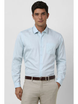 Peter England - Men Light Blue Print Regular Fit Full Sleeves Shirt