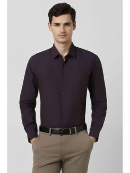 Peter England - Men Purple Self Design Regular Fit Full Sleeves Shirt