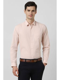 Peter England - Men Peach Textured Regular Fit Full Sleeves Shirt