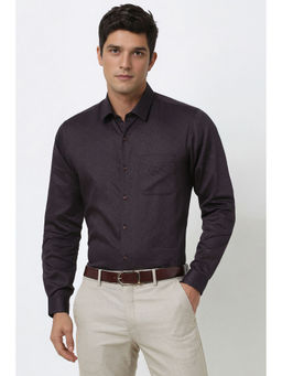 Peter England - Men Dark Purple Print Slim Fit Full Sleeves Shirt