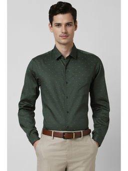 Peter England - Men Green Slim Fit Printed Full Sleeves Shirt