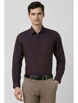 Peter England - Men Brown Textured Slim Fit Full Sleeves Shirt