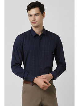 Peter England - Men Navy Blue Slim Fit Full Sleeves Shirt