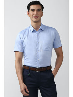 Peter England - Men Blue Slim Fit Half Sleeves Shirt